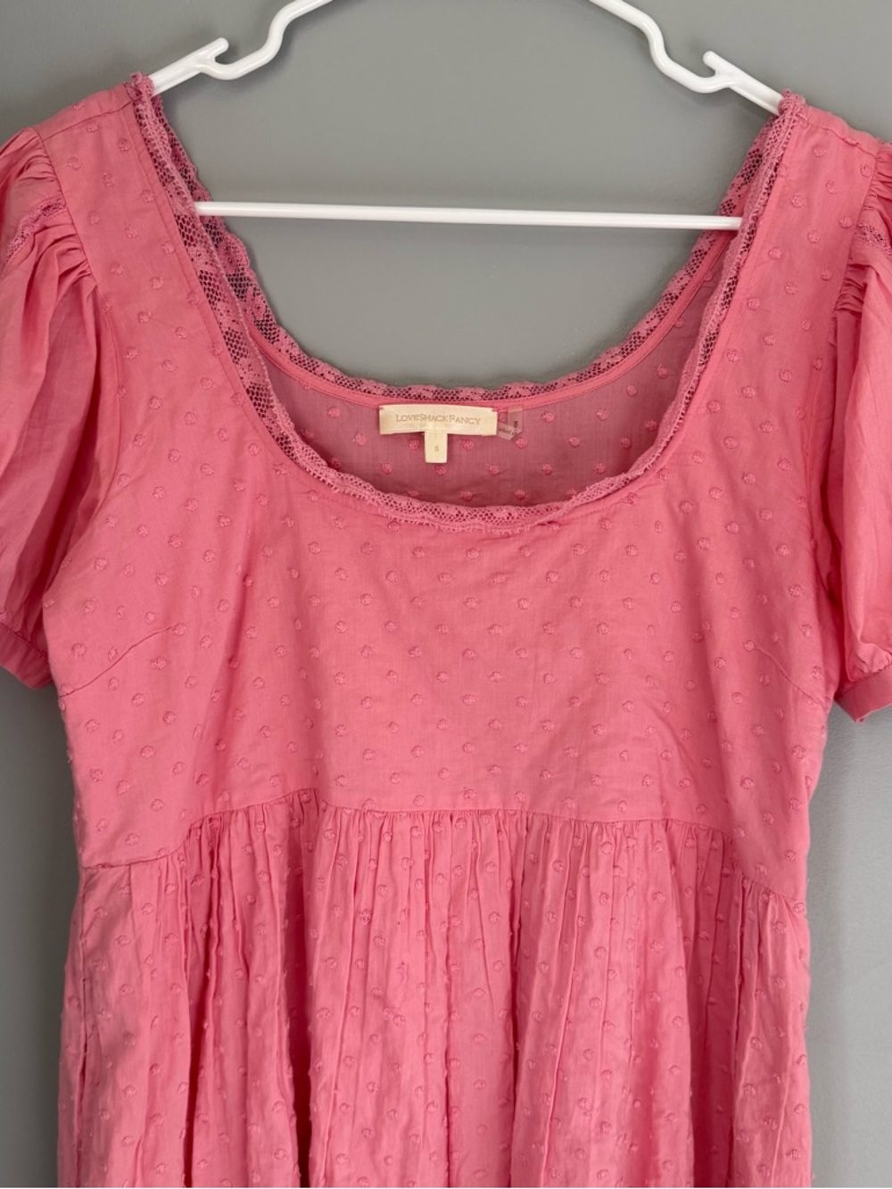 LoveShackFancy Pink Raleigh Cotton Mini Dress - Picture 5 of 11